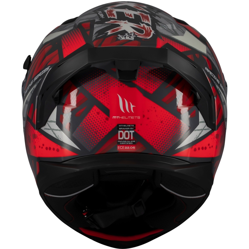 MT Braker SV Fury integrālā motocikla ķivere melns-pelēks-sarkans