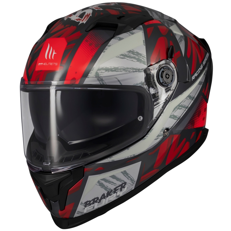 MT Braker SV Fury integrālā motocikla ķivere melns-pelēks-sarkans