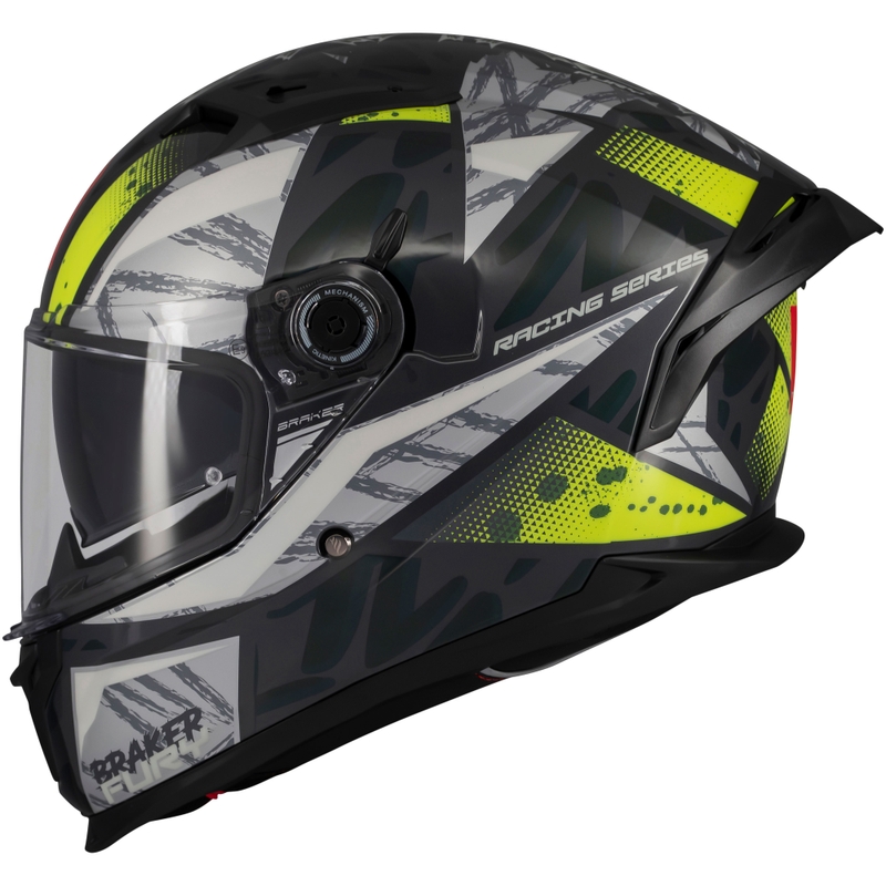 MT Braker SV Fury pelēka-fluo dzeltena integrālā motocikla ķivere