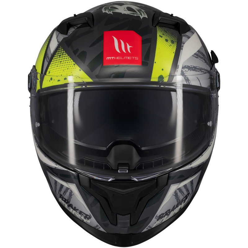 MT Braker SV Fury pelēka-fluo dzeltena integrālā motocikla ķivere
