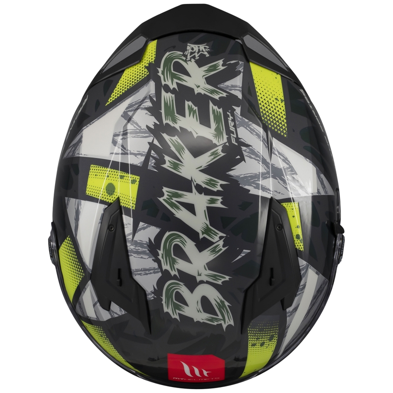 MT Braker SV Fury pelēka-fluo dzeltena integrālā motocikla ķivere