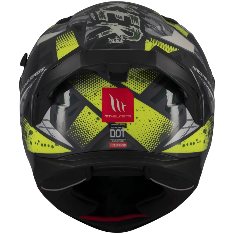 MT Braker SV Fury pelēka-fluo dzeltena integrālā motocikla ķivere