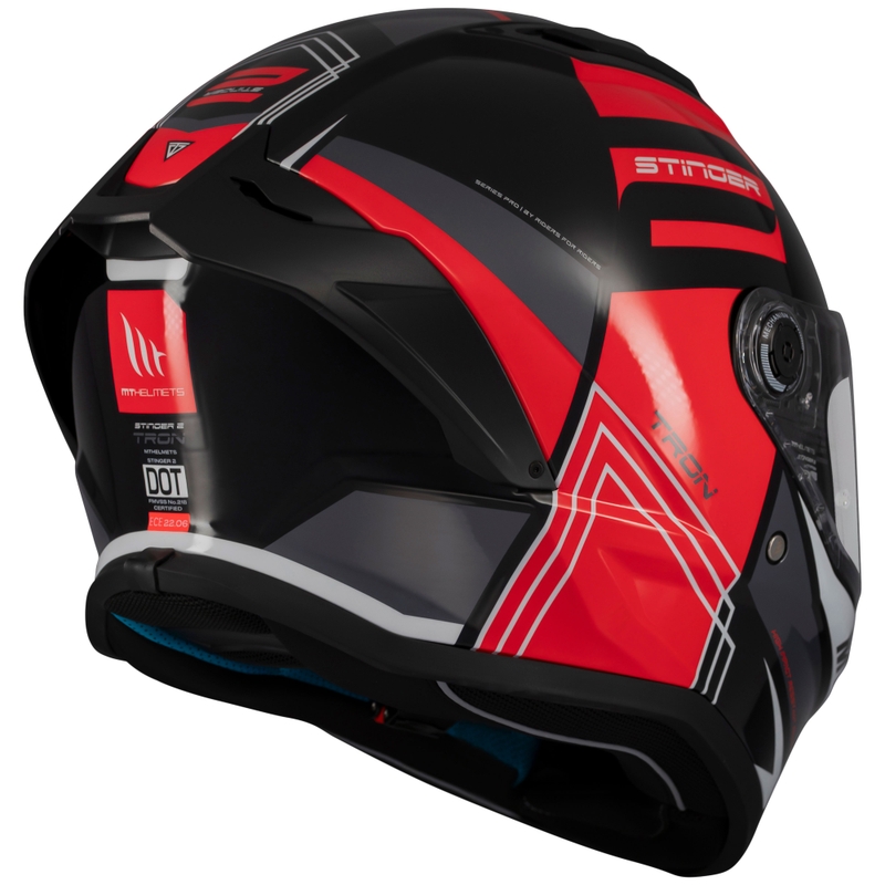 MT Stinger 2 Tron integrālā motociklistu ķivere melna-sarkana-pelēka