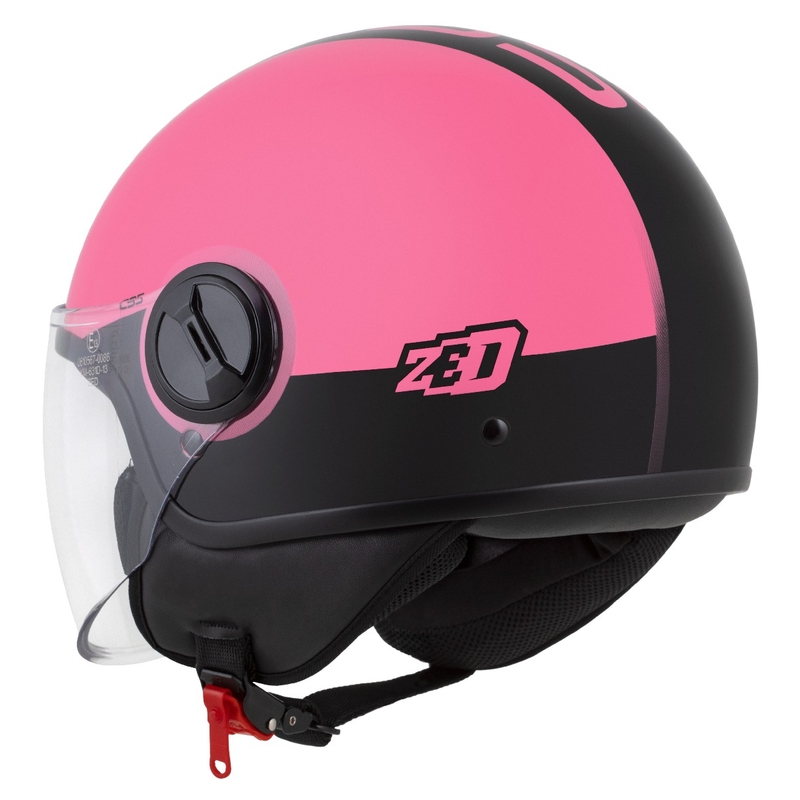 Atvērtā motocikla ķivere ZED C35 rozā-melna
