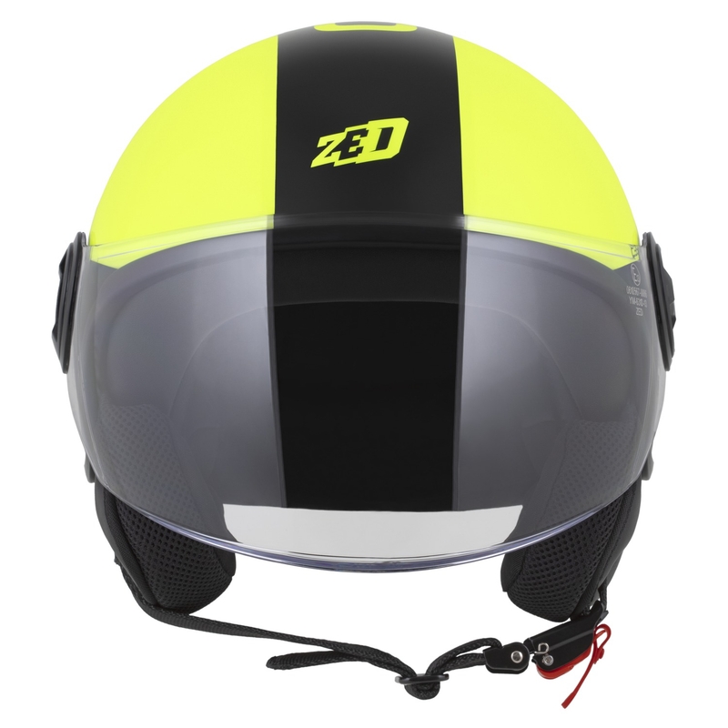 Atvērtā motociklu ķivere ZED C35 fluo dzeltenā-melnā krāsā