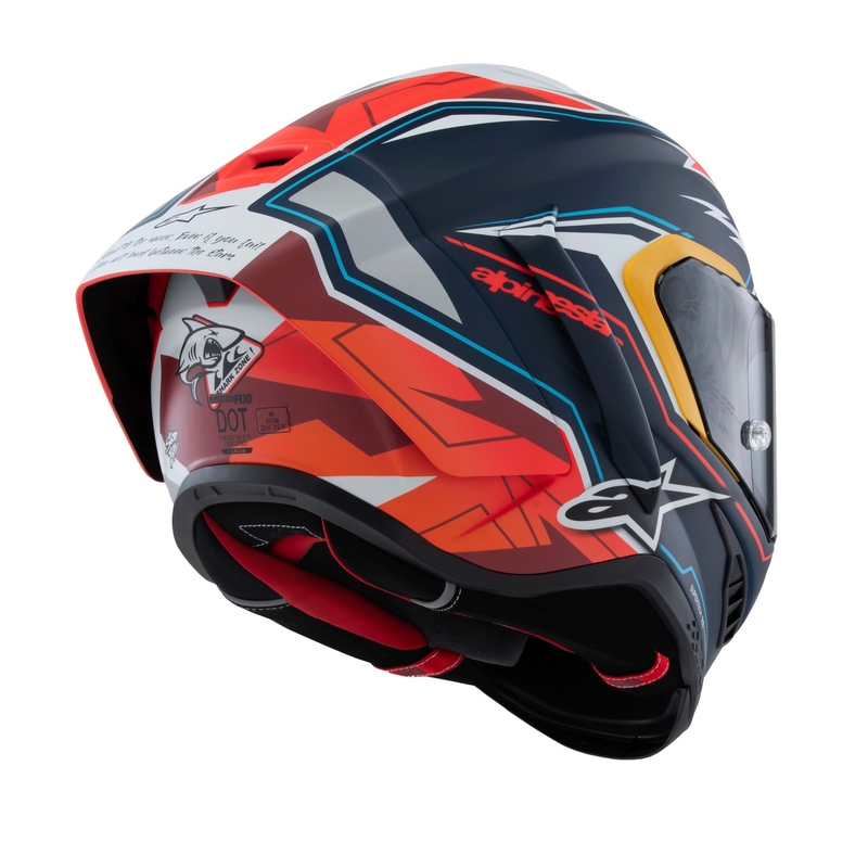 Alpinestars Supertech R-10 limited edition Pedro Acosta matēta zilā, sarkanā un baltā integrālā motocikla ķivere