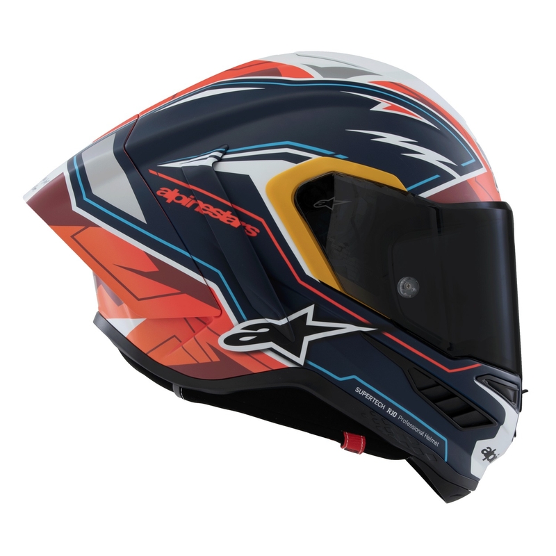 Alpinestars Supertech R-10 limited edition Pedro Acosta matēta zilā, sarkanā un baltā integrālā motocikla ķivere