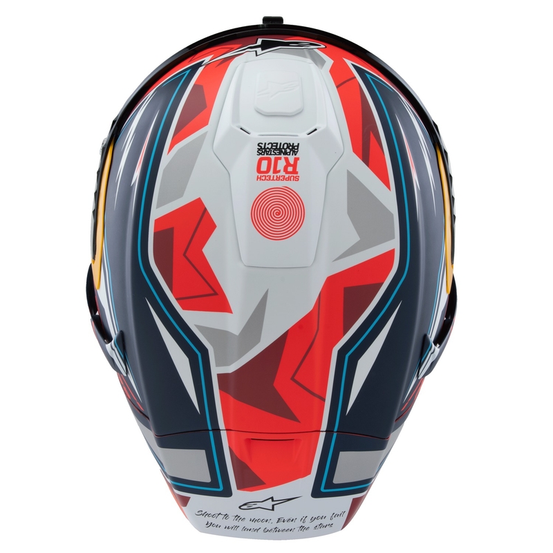 Alpinestars Supertech R-10 limited edition Pedro Acosta matēta zilā, sarkanā un baltā integrālā motocikla ķivere