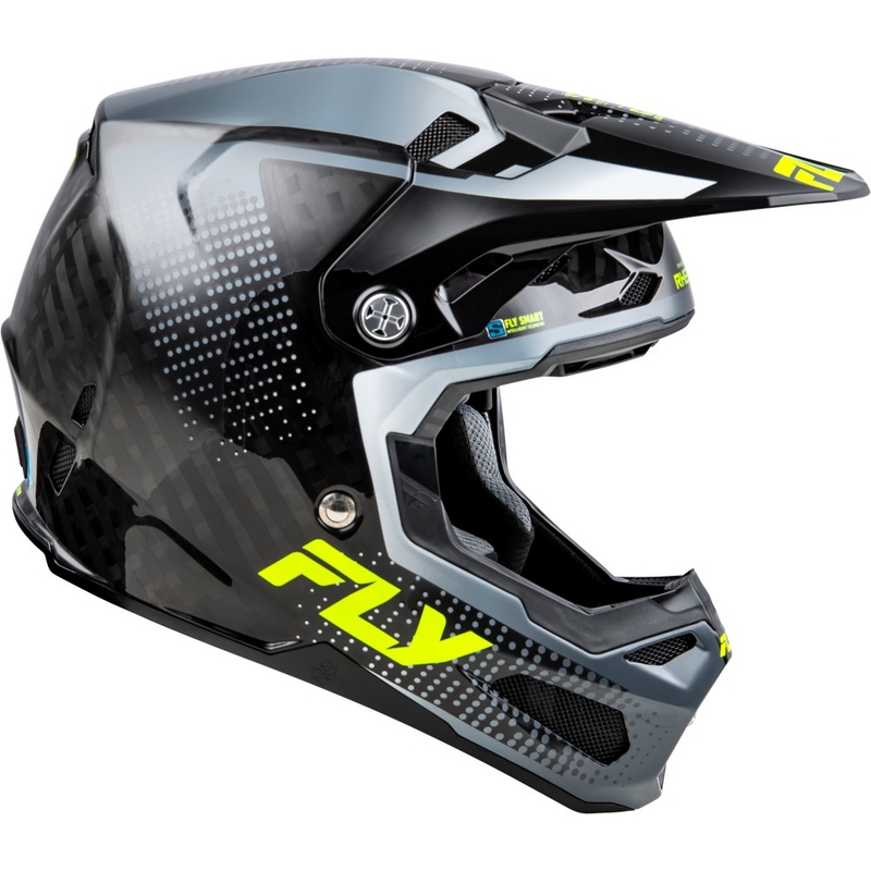 Motokrosa ķivere motociklam FLY Racing Formula S Carbon pelēka-fluo dzeltena