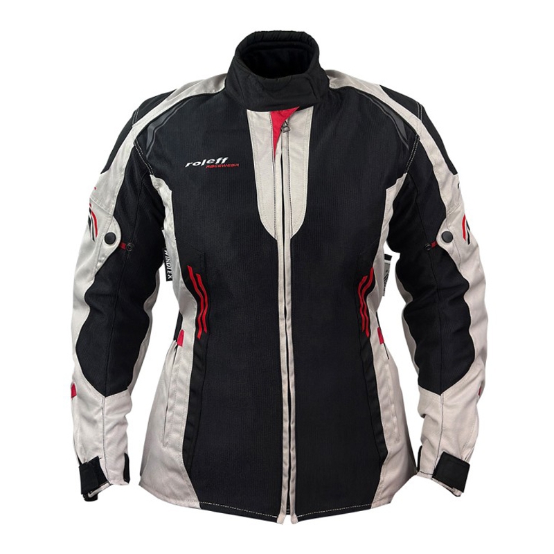 Sieviešu motocikla jaka Roleff Mesh Black Beige Red motocikla jaka