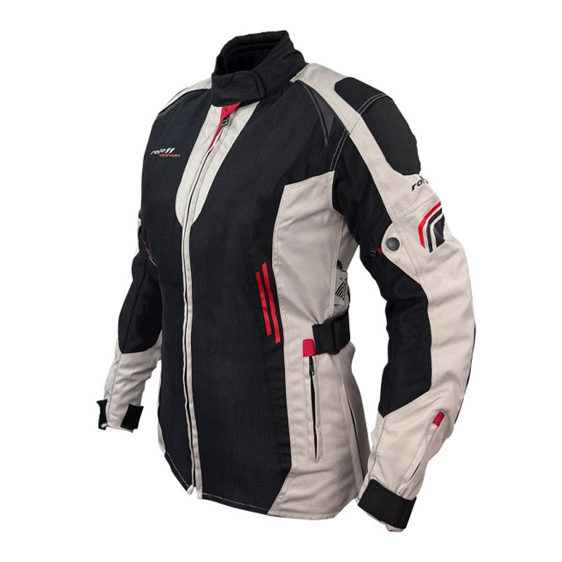 Sieviešu motocikla jaka Roleff Mesh Black Beige Red motocikla jaka
