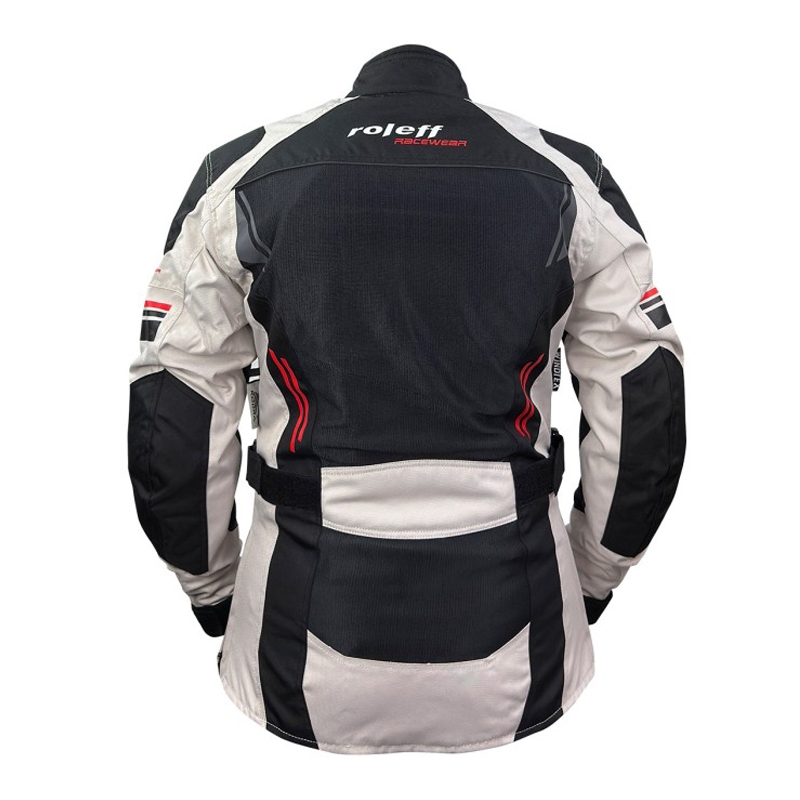 Sieviešu motocikla jaka Roleff Mesh Black Beige Red motocikla jaka