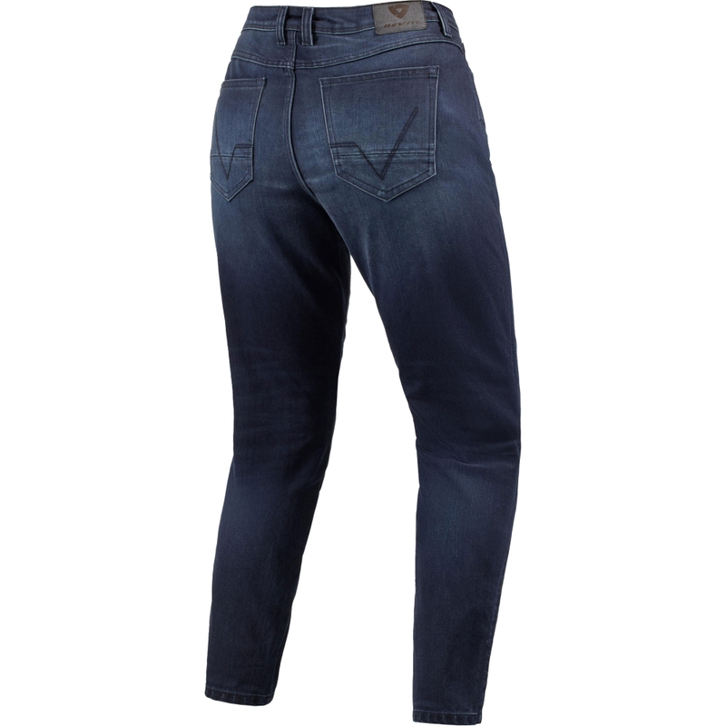 Sieviešu apcirptas motocikla džinsi Revit Harper Tapered Frayed Dark Blue