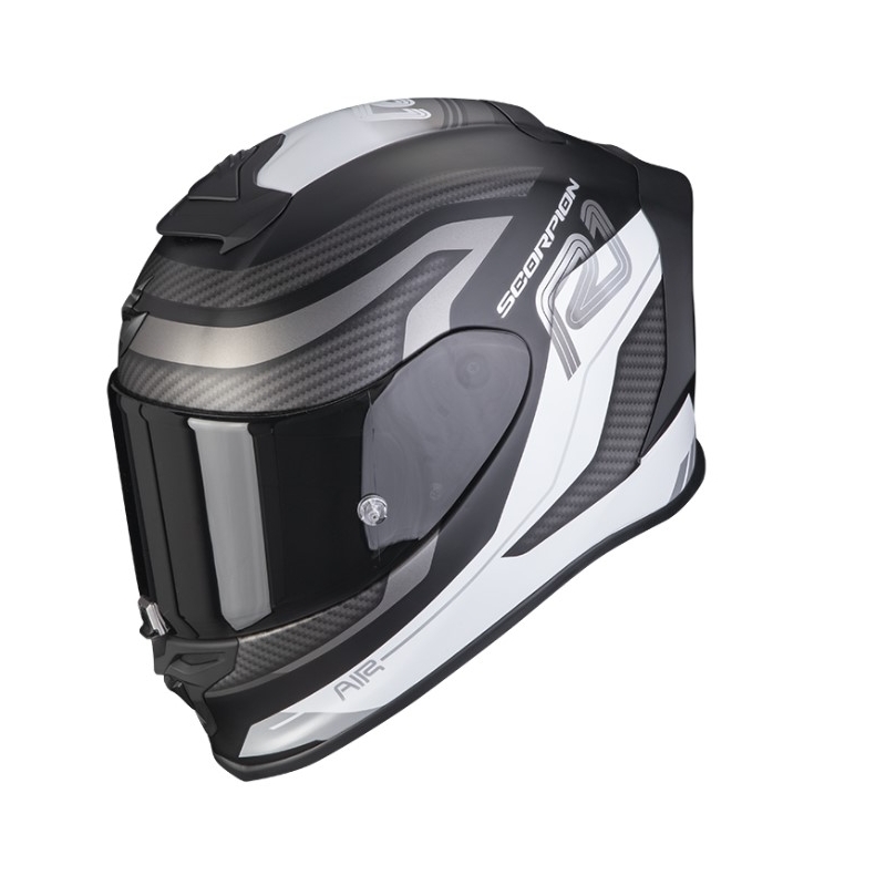 Integrālā moto ķivere SCORPION EXO-R1 EVO AIR VATIS melnā un baltā krāsā - kvalitāte II