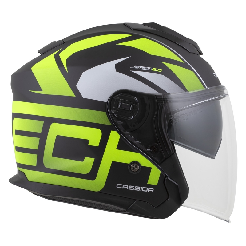 Cassida Jet Tech 2.0 RoTo atvērtā moto ķivere matēta melna-fluo dzeltena-balta