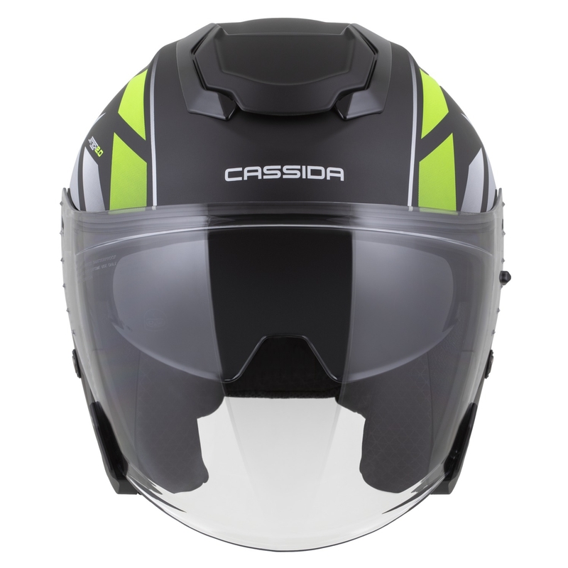 Cassida Jet Tech 2.0 RoTo atvērtā moto ķivere matēta melna-fluo dzeltena-balta