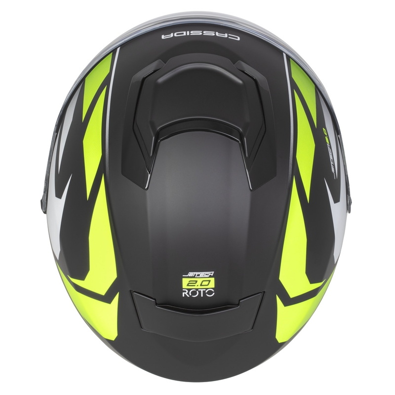 Cassida Jet Tech 2.0 RoTo atvērtā moto ķivere matēta melna-fluo dzeltena-balta