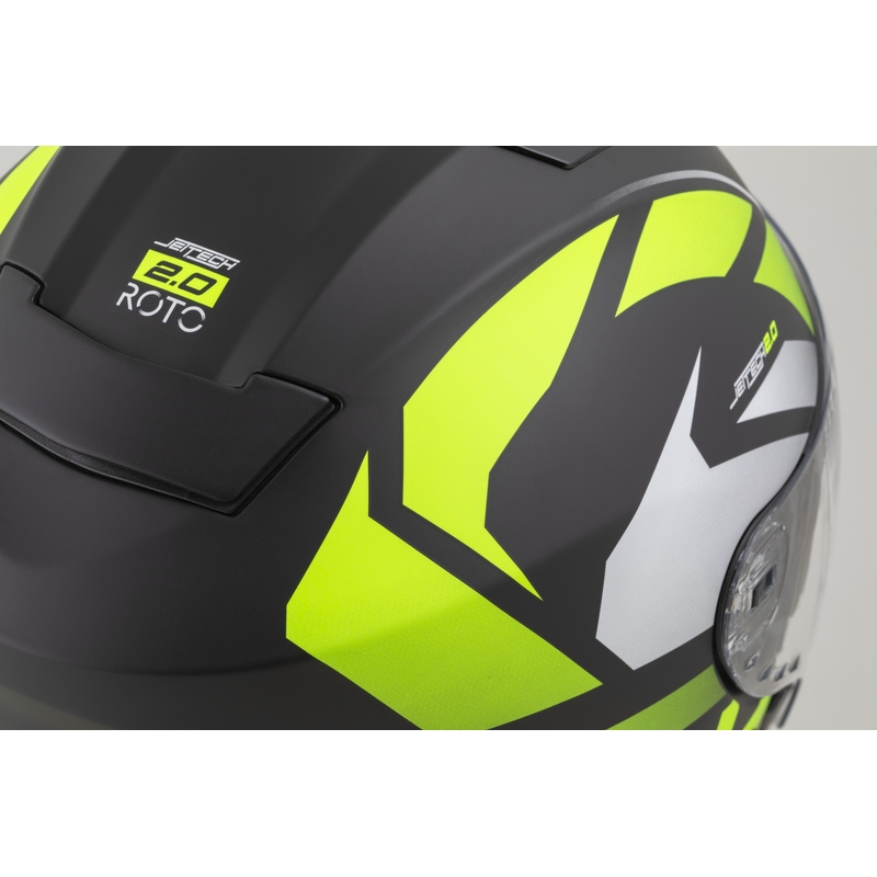 Cassida Jet Tech 2.0 RoTo atvērtā moto ķivere matēta melna-fluo dzeltena-balta