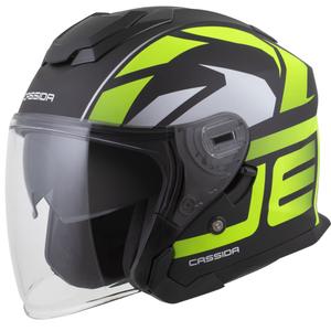 Cassida Jet Tech 2.0 RoTo atvērtā moto ķivere matēta melna-fluo dzeltena-balta