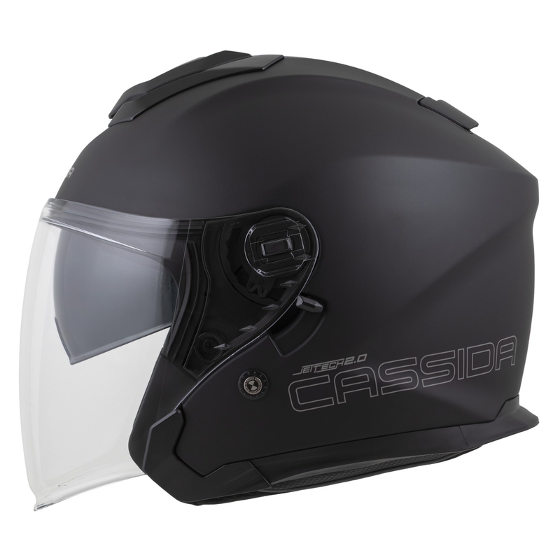 Cassida Jet Tech 2.0 Solid Matte Black-Grey Open motociklu ķivere