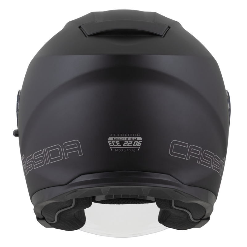Cassida Jet Tech 2.0 Solid Matte Black-Grey Open motociklu ķivere