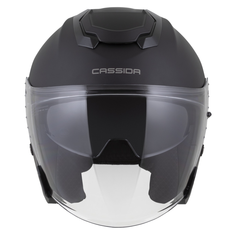 Cassida Jet Tech 2.0 Solid Matte Black-Grey Open motociklu ķivere