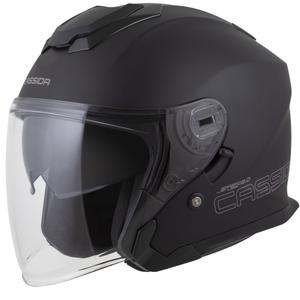 Cassida Jet Tech 2.0 Solid Matte Black-Grey Open motociklu ķivere