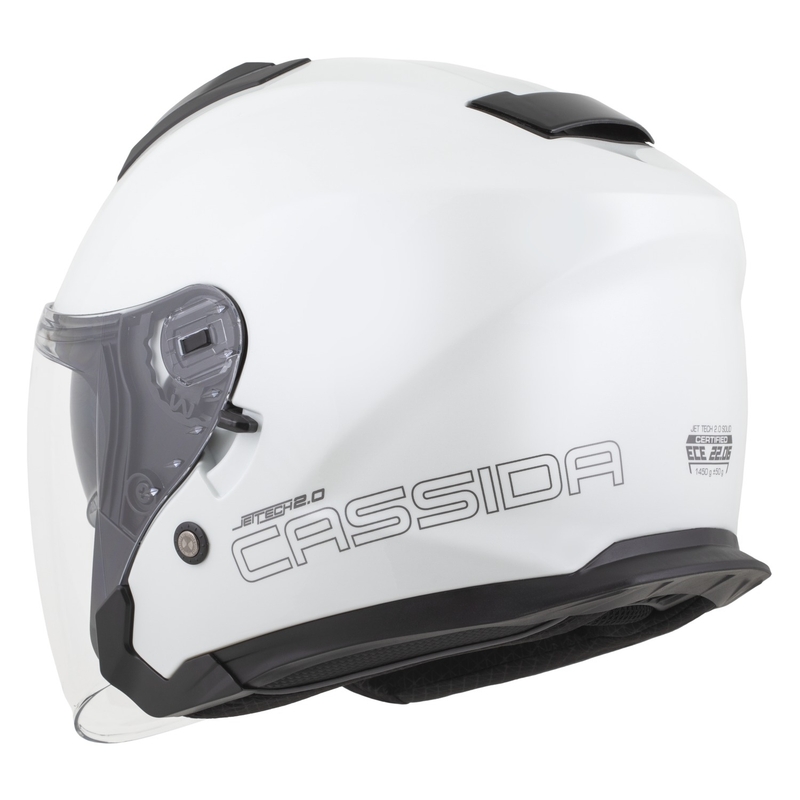 Cassida Jet Tech 2.0 Solid White-Black-Grey Open motociklu ķivere