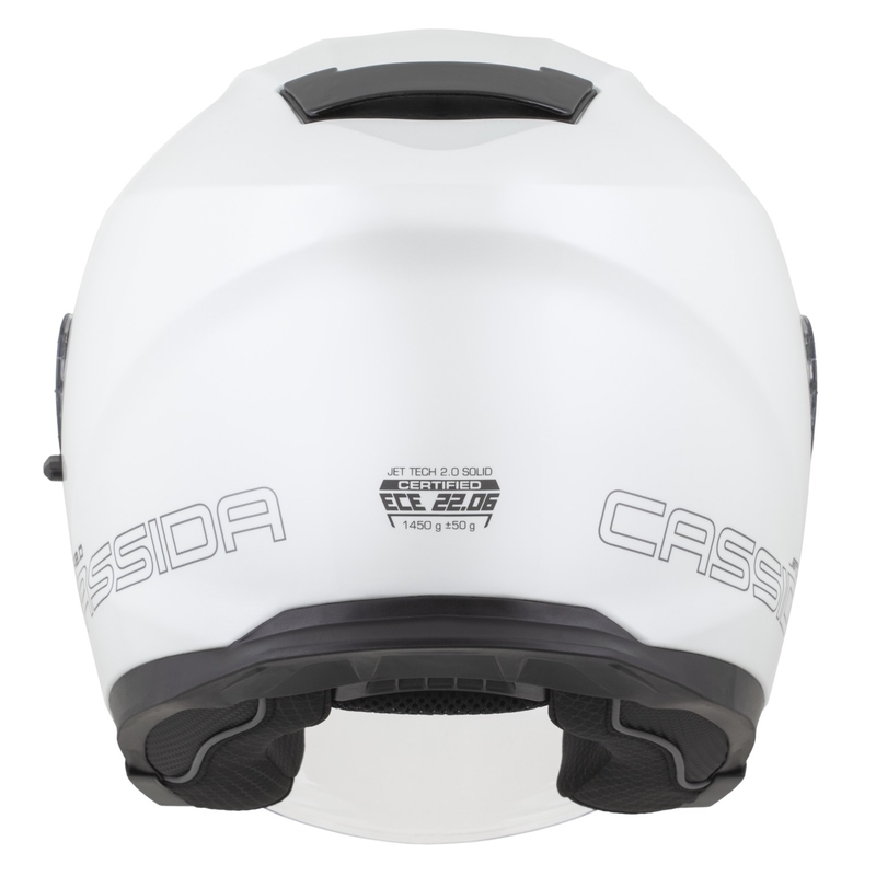 Cassida Jet Tech 2.0 Solid White-Black-Grey Open motociklu ķivere