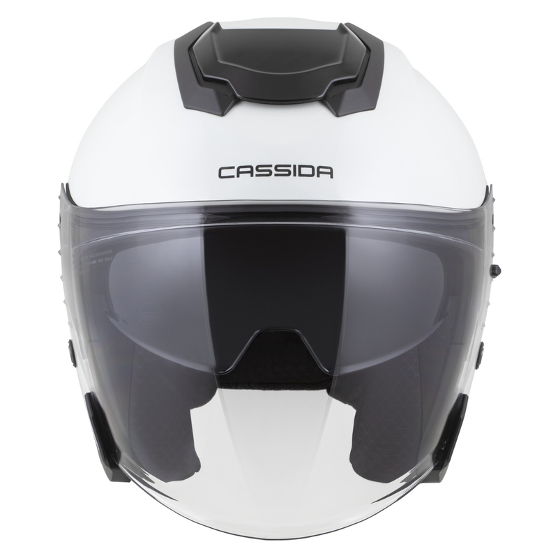 Cassida Jet Tech 2.0 Solid White-Black-Grey Open motociklu ķivere