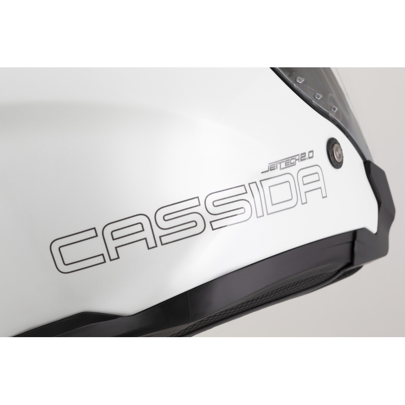 Cassida Jet Tech 2.0 Solid White-Black-Grey Open motociklu ķivere