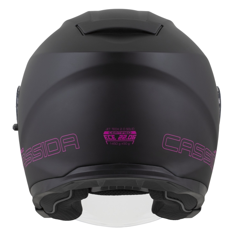 Cassida Jet Tech 2.0 Solid Matte Black and Pink Open motociklu ķivere