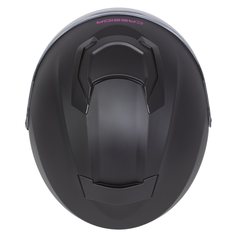 Cassida Jet Tech 2.0 Solid Matte Black and Pink Open motociklu ķivere