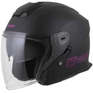 Cassida Jet Tech 2.0 Solid Matte Black and Pink Open motociklu ķivere