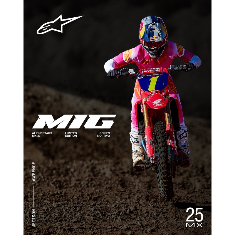 Alpinestars Supertech MIG fluo rozā-baltā-oranžā motokrosa bikses ierobežotā sērijā