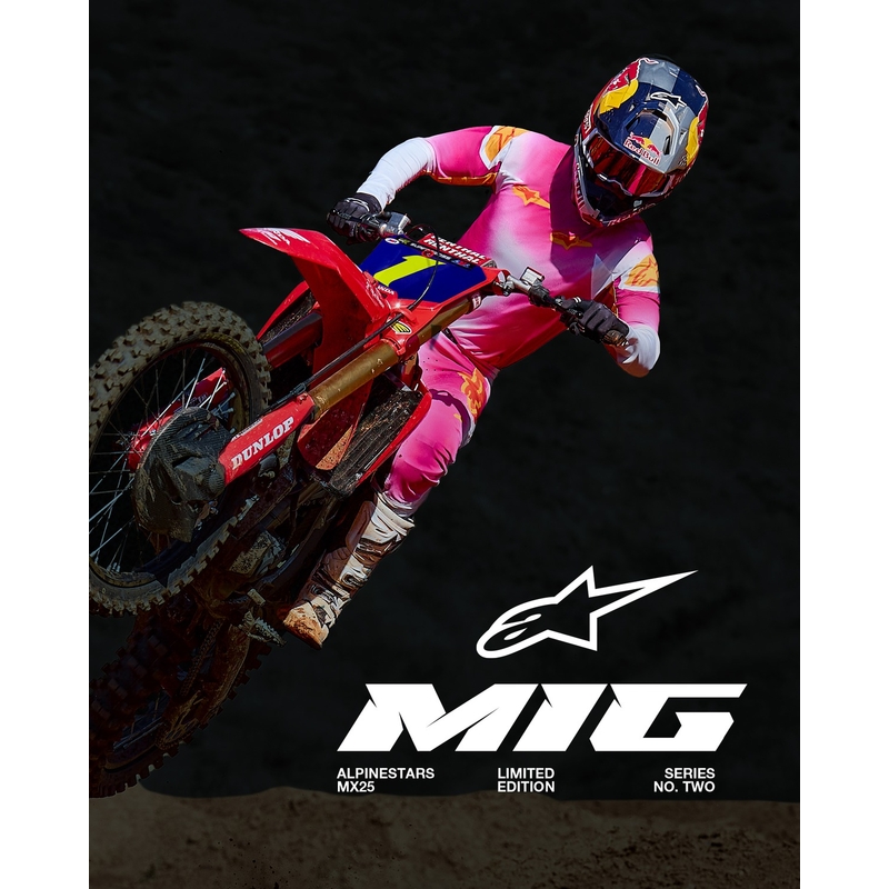 Alpinestars Supertech MIG fluo rozā-baltā-oranžā motokrosa bikses ierobežotā sērijā