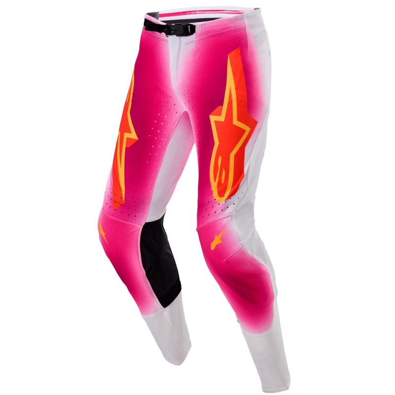 Alpinestars Supertech MIG fluo rozā-baltā-oranžā motokrosa bikses ierobežotā sērijā