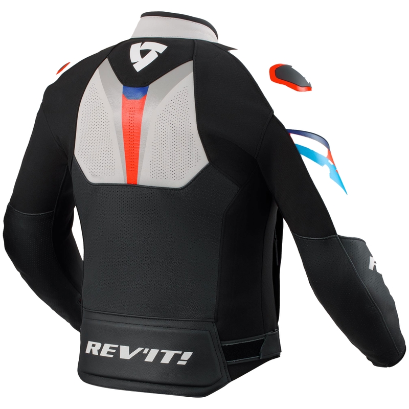 Revit Quantum 3 melnas un gaiši pelēkas ādas motocikla jaka