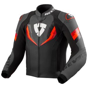 Revit Quantum 3 melna-fluo sarkana ādas motocikla jaka