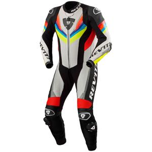 Revit Quantum 3 gaiši pelēks-fluo dzeltens ādas motocikla kombinezons