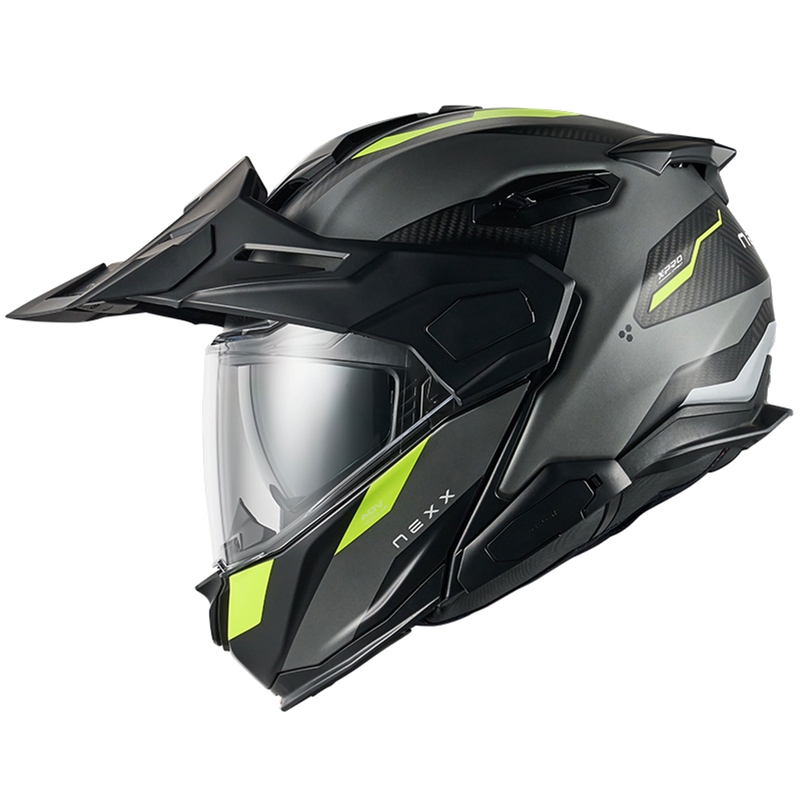 Flip-up moto ķivere Nexx X.Lifecountry Terra matēta pelēka-fluo dzeltena izpārdošana
