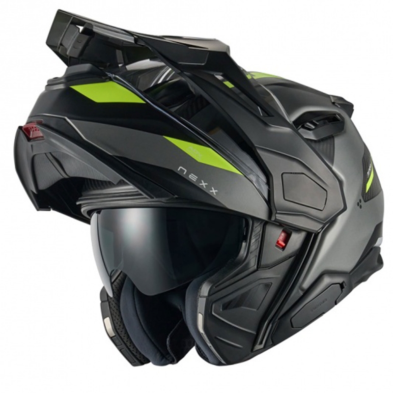 Flip-up moto ķivere Nexx X.Lifecountry Terra matēta pelēka-fluo dzeltena izpārdošana