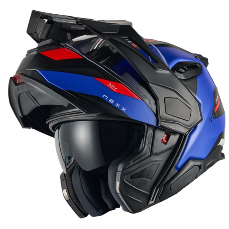 Flip-up motociklu ķivere Nexx X.Lifecountry Terra matēta, zili-sarkana izpārdošana