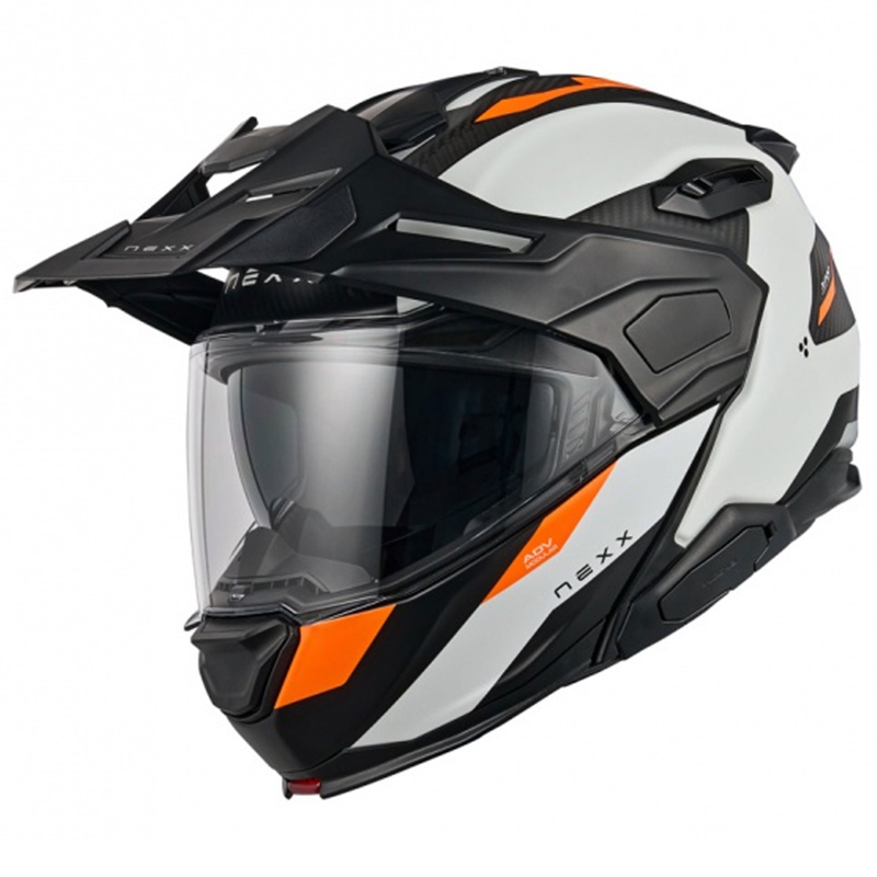 Flip-up motociklu ķivere Nexx X.Lifecountry Terra matēta balta-oranža izpārdošana