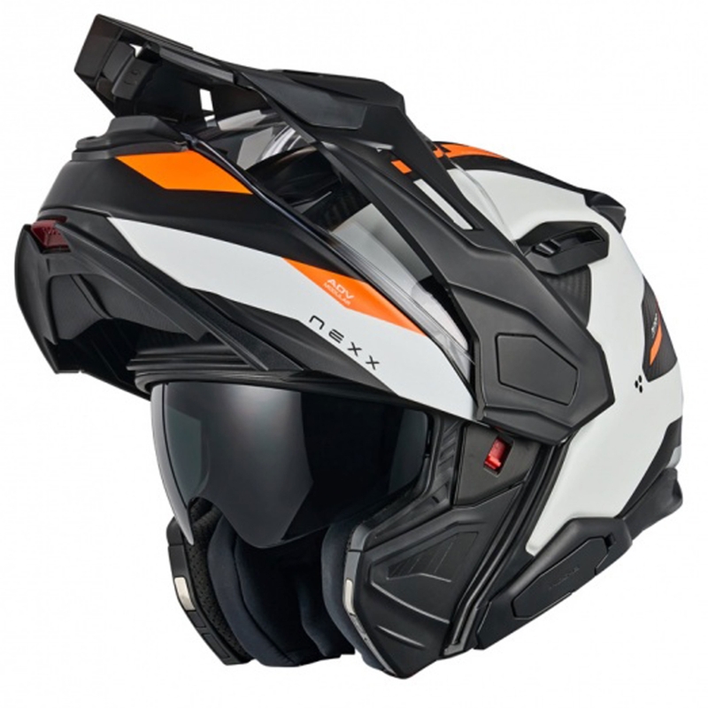 Flip-up motociklu ķivere Nexx X.Lifecountry Terra matēta balta-oranža izpārdošana