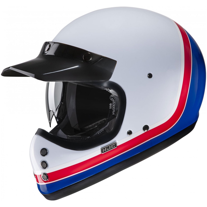 HJC V60 Scoby MC21 integrālā motociklistu ķivere balta-sarkanā-zilā krāsā