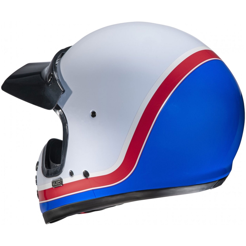 HJC V60 Scoby MC21 integrālā motociklistu ķivere balta-sarkanā-zilā krāsā