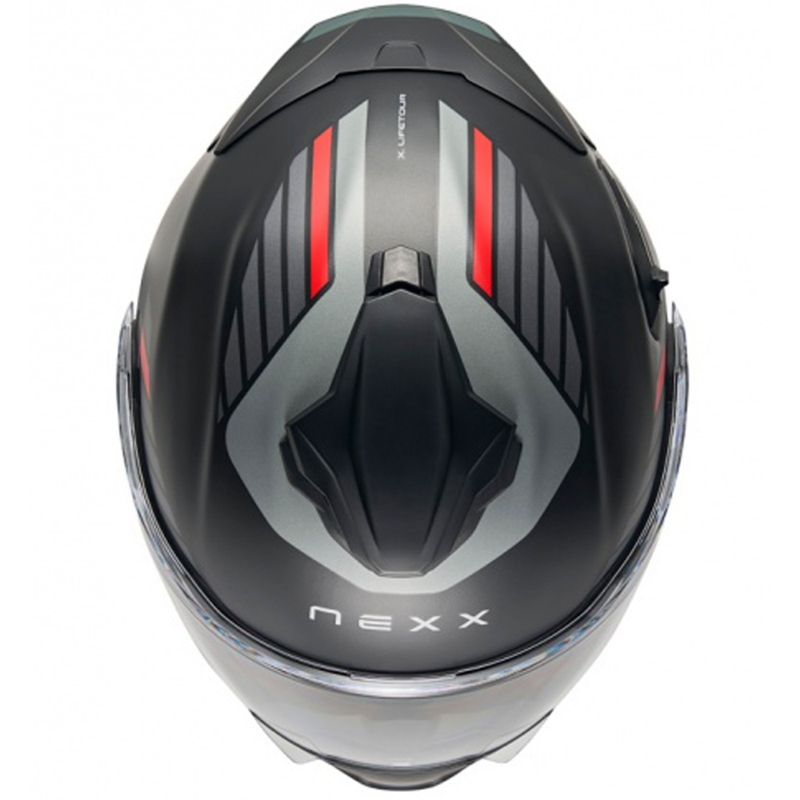 Flip-up motociklu ķivere Nexx X.Lifetour Globe matēta melni sarkana izpārdošana