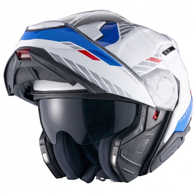 Nexx X.Lifetour Globe motociklistu ķivere baltā-zilā krāsā