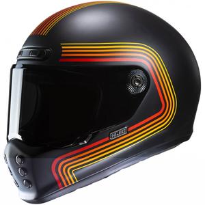 Integrēta motociklistu ķivere HJC V10 Foni MC1SF melna-arkanīgi oranžā krāsā